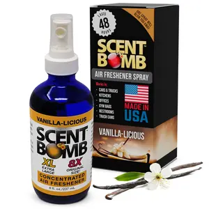 Scent Bomb Vanilla-licious Air Freshener Spray, Long-Lasting Odor Eliminator for Home & Car, Effective Deodorizer for Kitchen, Bathroom, Fresh Room Spray & Smell Neutralizer