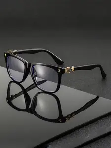 Vintage Literary Large Frame Casual Eyeglasses, Trendy Blue Light Blocking Glasses, All Seasons Non-Color Changing Lens, Vintage Style Eyeglasses