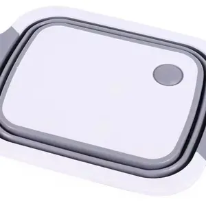 Multi-function Folding Cutting Board, White and Gray Portable Lightweight Chopping Rectangular Fruits bowl