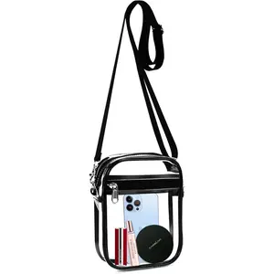 Clear Bag Stadium Approved, Clear Crossbody Purse Bag with Front Pocket for Concerts Sports Events Festivals