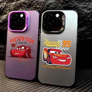 Lightning McQueen Phone Case for iPhone 17 16 15 14 13 12 Pro Max Air | Multicolor Matte Laser Metallic Phone Case | Aurora Gradient Finish with Smooth Matte Texture | Durable Scratch-Resistant Anti-Fingerprint Protective Cover