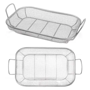 Homi Styes 15x11 Inch Rustproof Stainless Steel Vegetable Grill Basket with Handles for Outdoor Grilling