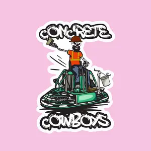 Concrete Cowboys Sticker, Concrete Vinyl Sticker, Hard hat stickers, concrete finishers,   construction sticker, Decorative Waterproof