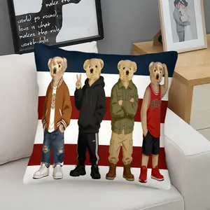 Bear Pattern Pillow, 1 Piece Includes Pillow Core, Seasonal Decorative Item, Suitable For Sofa, Bedroom, Car, Soft And Durable, Daily Holiday Birthday Gift For Children And Adults