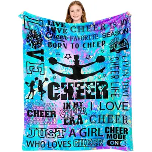 Cheerleader Gifts Blanket for Girls Teens Cheer Blankets for Girls Cheerleading Throw Blanket Cheer Gifts Stuff 60"X50", Printed on One Side with a Plain White Back, Halloween Thanksgiving Christmas Gift