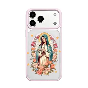 Elegant Virgin Mary Phone Case for iPhone 17 16 15 14 13 12 11 Soft TPU Silicone Cover, Faith Christian Gift, Shockproof Drop-Resistant Protective Cellphone Case MKCX260518020 Rustic cute