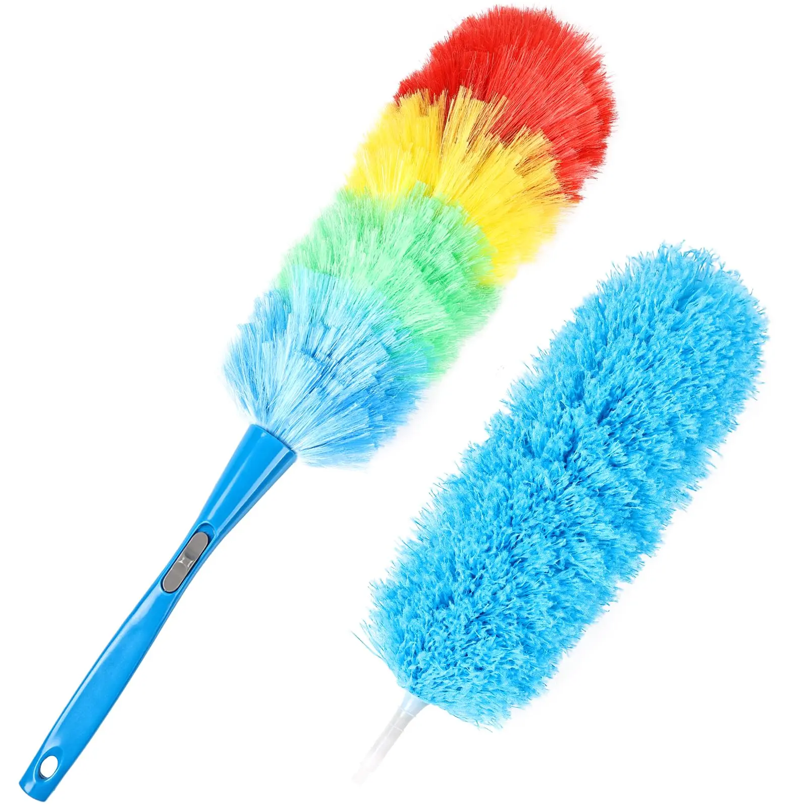 Rainbow Static Duster 24inch Reusable Microfiber Electrostatic Dusters With 2 Beandable And Washable Head For Cleaning Home  Office Car