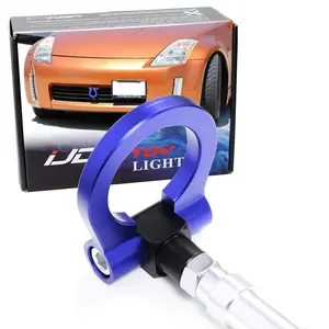 iJDMTOY Blue Front Track Racing Style Tow Hook Ring For 2003-2004 Nissan 350Z Z33 Fairlady Z, Made of Lightweight Aluminum