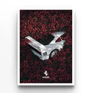 Ferrari F40 Flowers Poster, Car Wall Art Poster, Modern Automotive Room Decor, Aesthetic Garage Wall Art, Gift for Car Lovers
