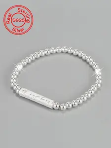 S925 Sterling Silver Beaded Bracelet, Fashionable Jewelry for Women & Girls, Trendy All-match & Exquisite Jewelry for Birthday Gift