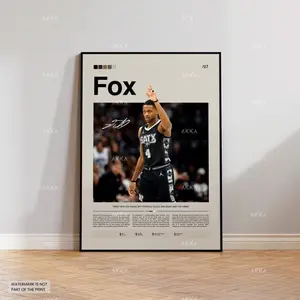 De’Aaron Fox Poster, San Antonio Spurs Wall Art, NBA Print Decor, NBA Poster, Basketball Poster, NBA Basketball