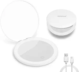 Double Sided Magnifying Travel Mirror with Light, 3.5 Inch Portable Makeup Mirror Gift