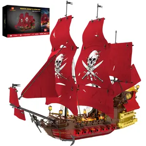 JMBricklayer 40003 Revenge Pirate Ship Building Kit for Adults, 2527PCS Large Collectible Model Boat with Lights, Home Office Decor & Gift for Pirate Fans