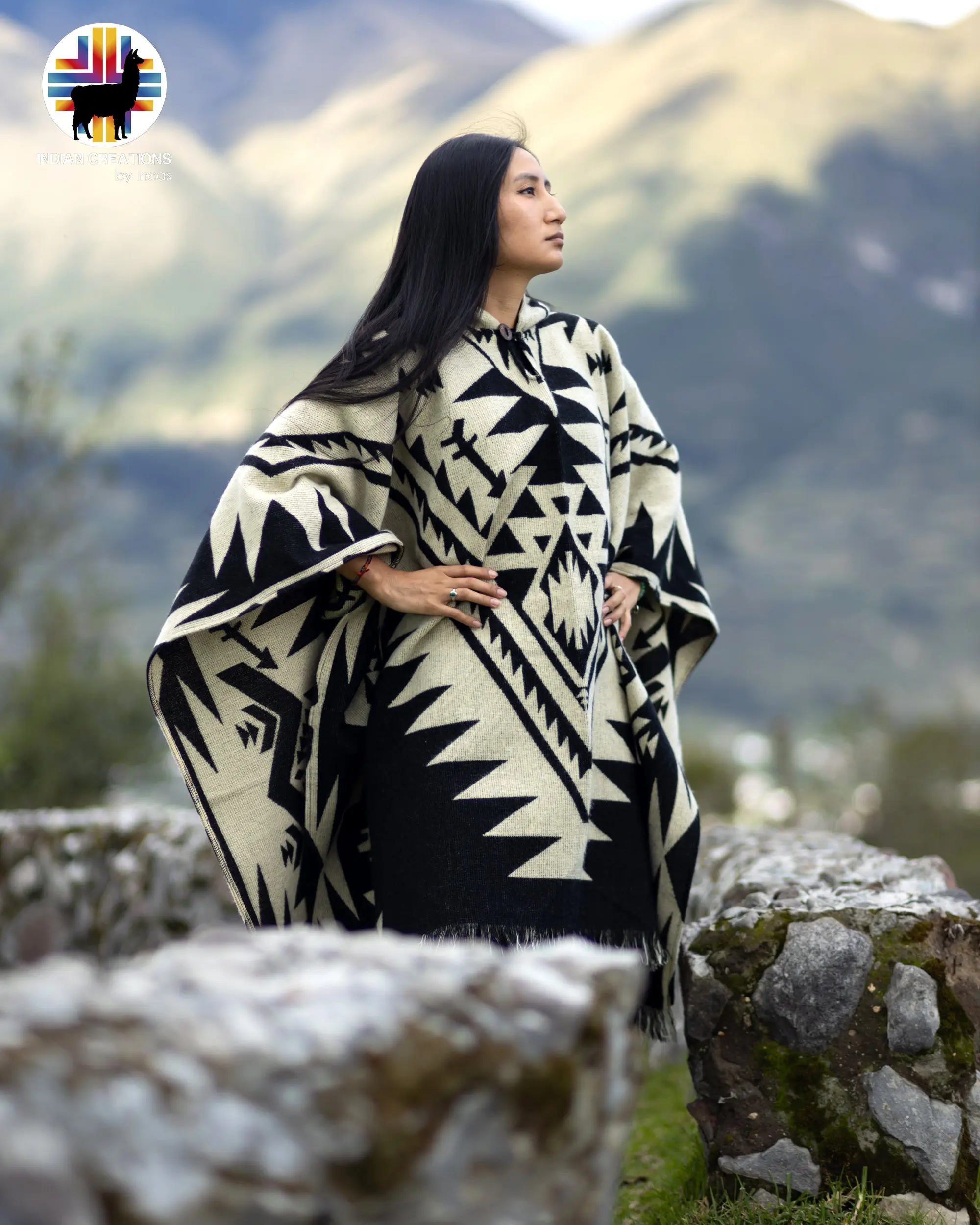 Mystic Forest Alpaca Poncho - Handmade in the Andes by Ecuadorian Artisans - 80% Alpaca & 20% Acrylic - Warm Winter Wear for Women & Men