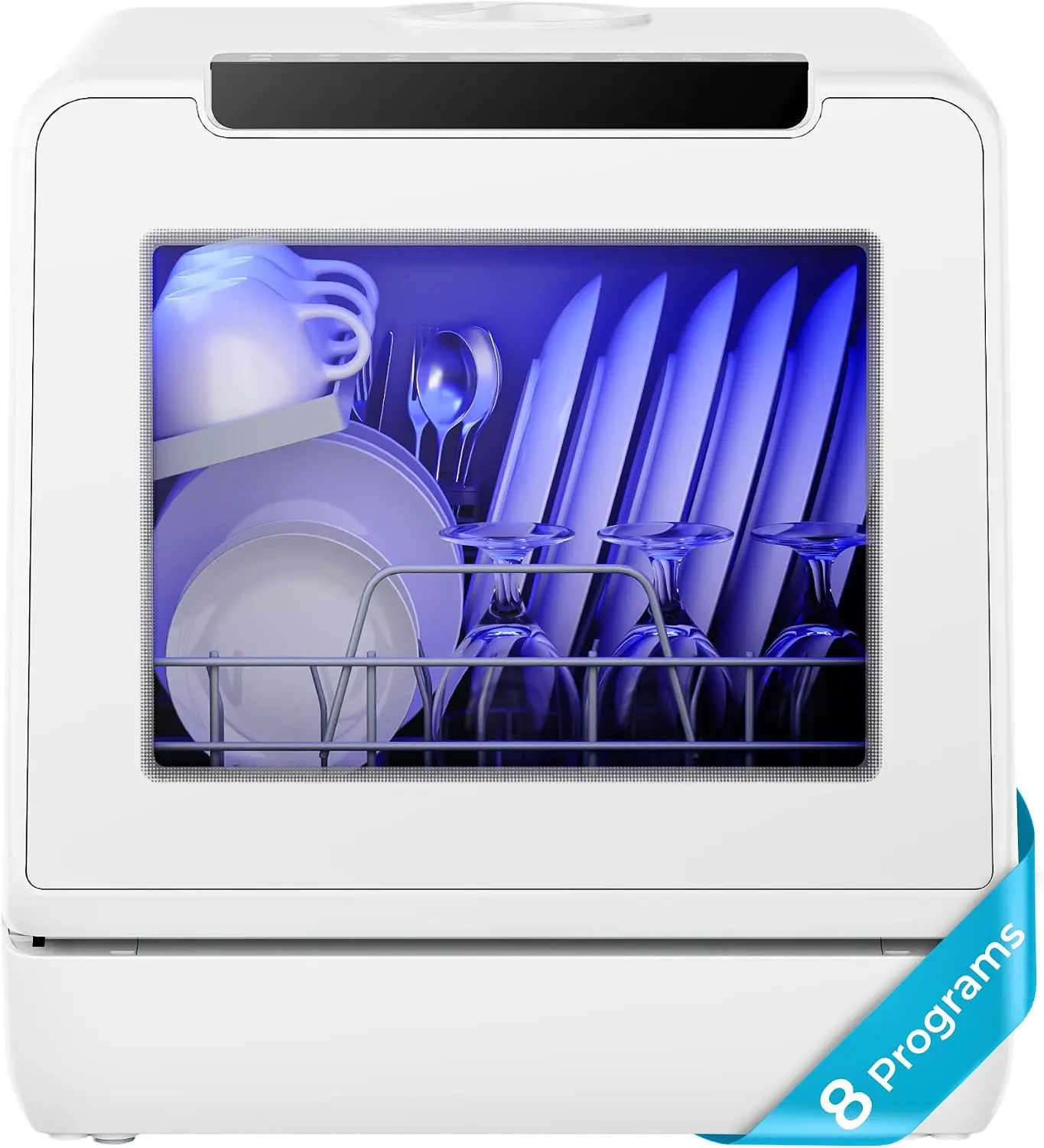 EUHOMY Countertop Dishwasher Portable, 6&8 Programs with 5L Tank, Black, 40dB