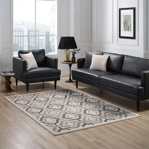 Modway Kalinda Rustic Vintage Moroccan Trellis 5x8 Area Rug in Brown, Beige and Ivory