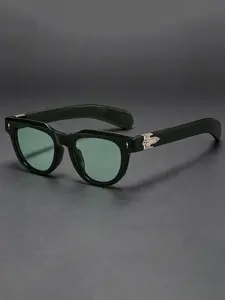 Thick Square Rounded Frame Fashion Sunglasses Men Exquisite Retro Silver Carving Metal Details Women Light Luxury and High Quality Style