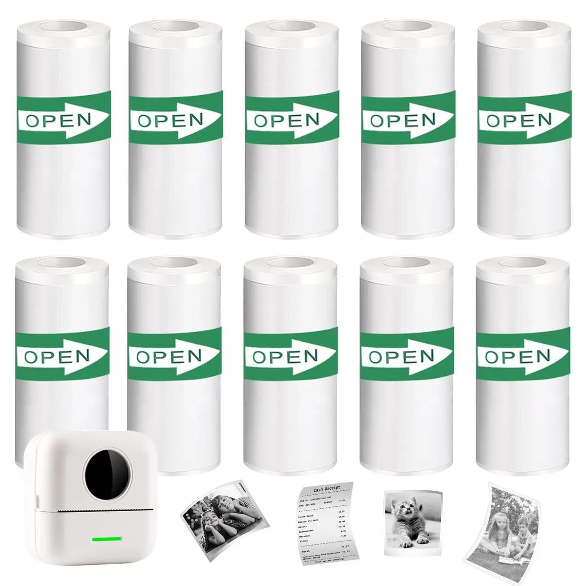 Thermal Sticker Paper for Pocket Inkless Printer, 3/10/15 Rolls Self-adhesive Printing Machine Paper, Portable Mini Printer Paper for Photo, Note, Stu