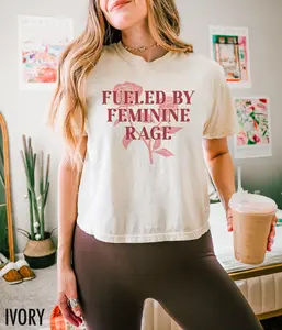 Feminine Rage Crop Feminist Cropped Tee Strong Women Crop Top Equal Rights Womens Rights Shirt Floral Crops Girl Power Shirt Boxy Tee