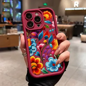 Vibrant Floral Fusion Pattern TPU Phone Case for iPhone 16 15 14 Pro Max 13 12 11 XR XS Plus Shockproof Full Camera Protection Durable slim Silicone Cover Cellphone Protective