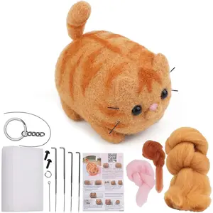 Needle Felting Kit, Animals Needle Felting Set, DIY Wool Felt Materials Set with Felting Tool and Instruction for Needle Felting Craft Project and DIY Handmade