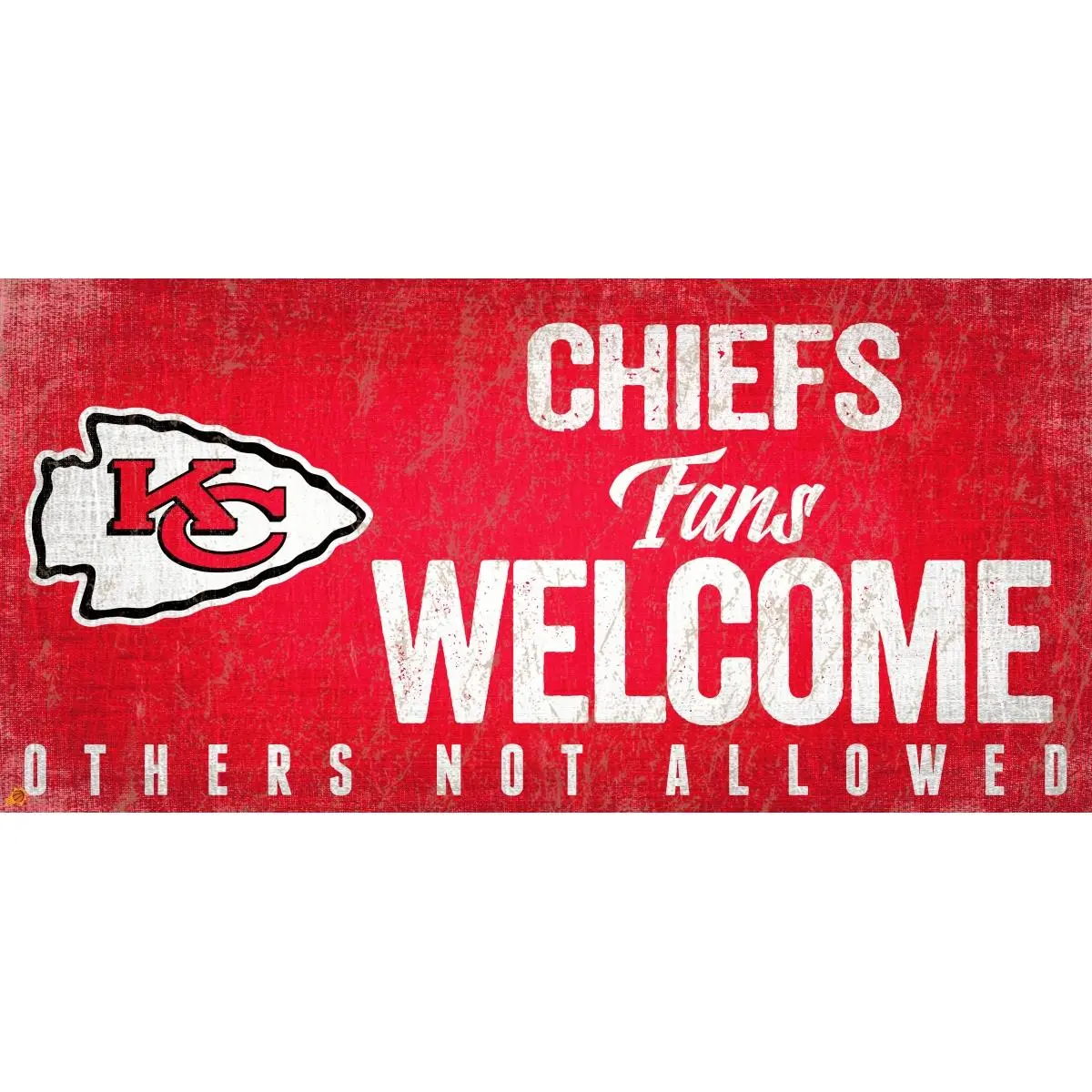 Kansas City Chiefs Rectangular Durable Wooden Hanging Sign with Rope Hanger - 12x6 in Home Decor Room, Indoors Display Around House or Office for Sports Fans