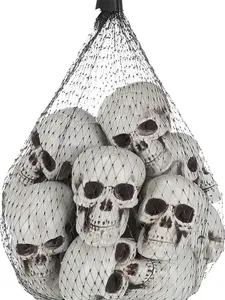 10 Mini Halloween Skull Heads - Skull Decor for Party, Table Decor, Home Gift Decoration Ornaments