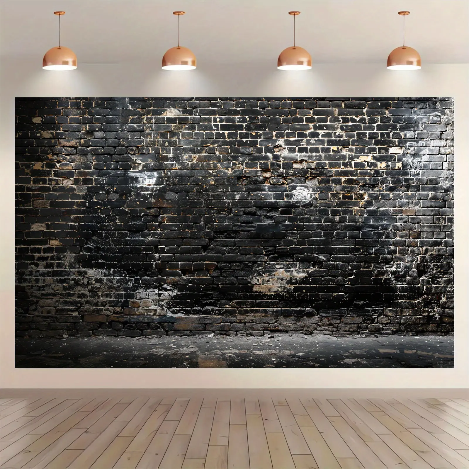 Polyester Black Brick Wall Photography Backdrop - Indoor Decor for Vintage Portraits, Wedding Arched Party Decoration, Home-Office Use (Indoor Backdrops for Events),summerwins