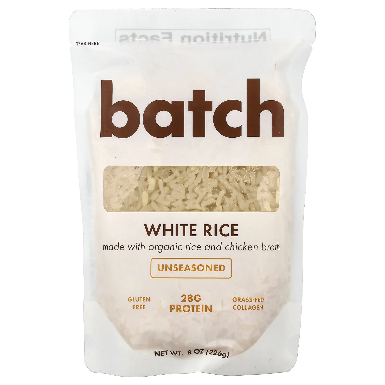 Batch White Rice with Collagen & Chicken Bone Broth, Unseasoned, 8 oz (226 g)