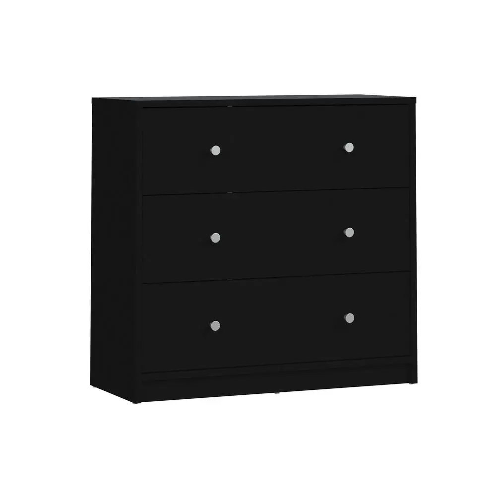 Wood Black 3-Drawer House Dresser - Compact Small Interior Storage Furniture, Drawers and Cabinets for Bedrooms, Modern Apartment Indoor Furniture, Dressers For Bedroom