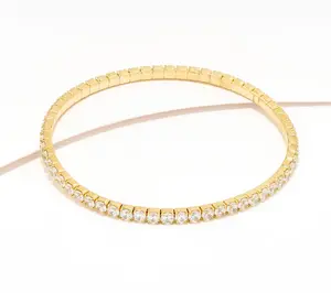 Diamonique Classics Tennis Bangle Bracelet, Sterling Silver Diamonique Classics Tennis Bangle Bracelet, Sterling Silver