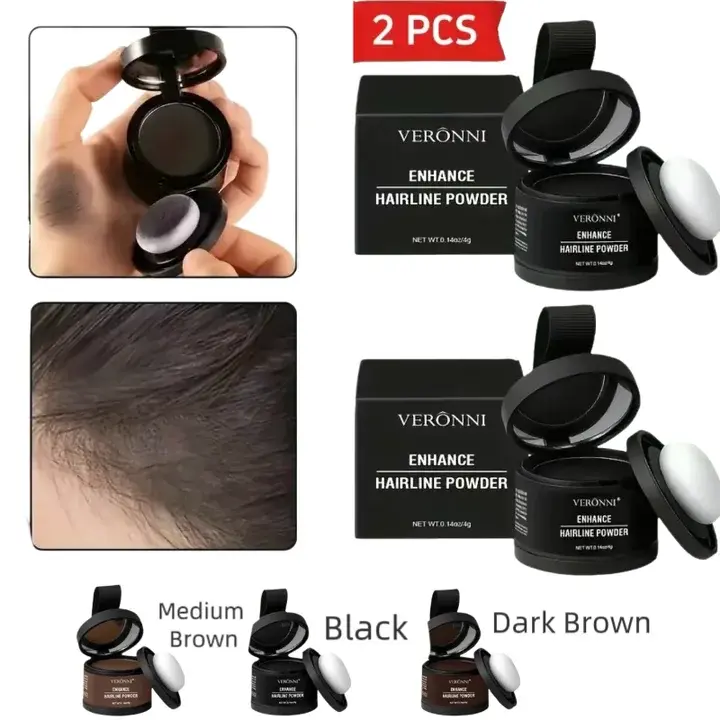 2pcs Hairline Powder with Mirror & Sponge - Matte Finish Hairline & Root Cover Powder, Easy-to-Use Hair Loss Solution for Natural Volume, 48-Hour Stain-Proof, Haircare Product for Women & Men