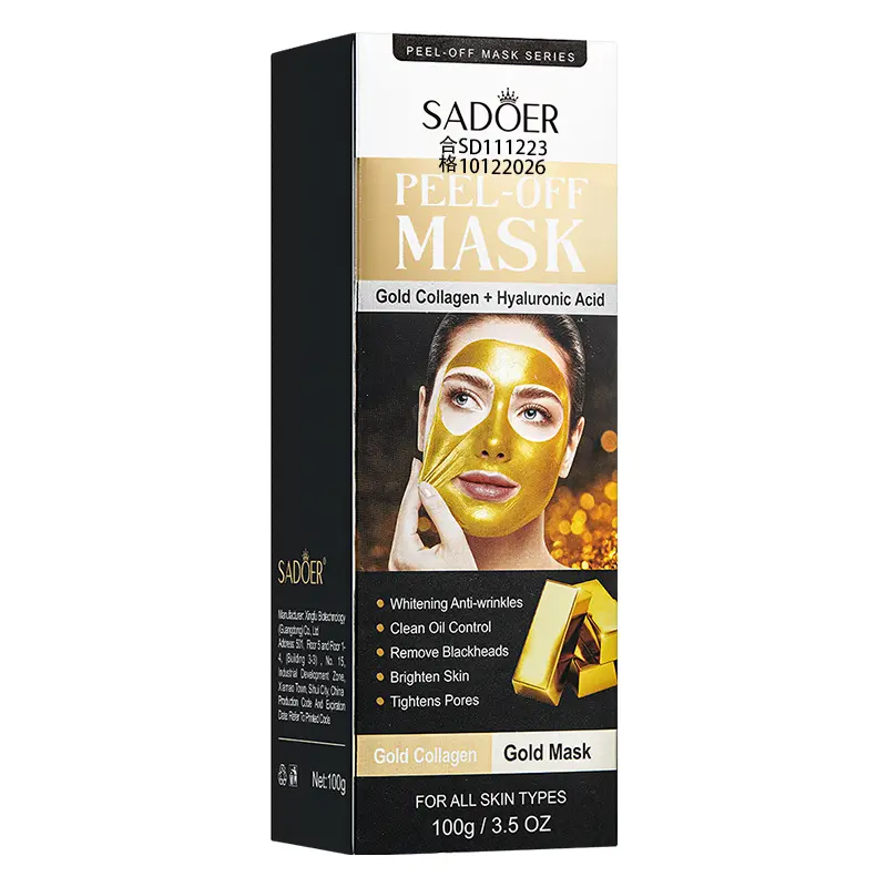 Gold Collagen Peel-Off Mask 100g for Adults - Hydrating Facial Peel Mask with Hyaluronic Acid, Deep Cleansing, Blackhead Remover, Oil Control, Pore Tightening, Refreshing Skincare for Women & Men