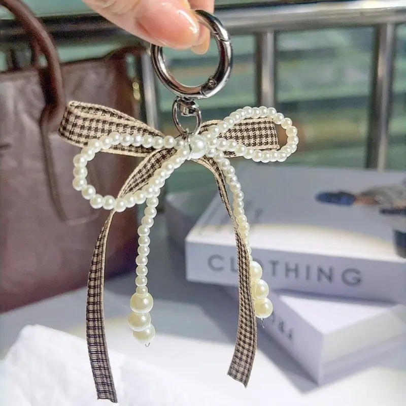 Fashionable Bowknot Design Keychain, Cute Beaded Decor Keychain for Women & Girls, Trendy All-match Keychain for Birthday Gift, Keychain Kawaii, Stylish Keychain, Girly Keychain, Cute Keychain Accessory, Stylish Keyring
