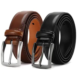 Mens Dress Belt - Leather Dress Belts For Men,Casual Suit Jeans Belt-Single Prong Buckle Belt