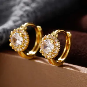 Zircon circle earrings personality versatile earrings fashion jewelry for men and women couples gift party jewelry