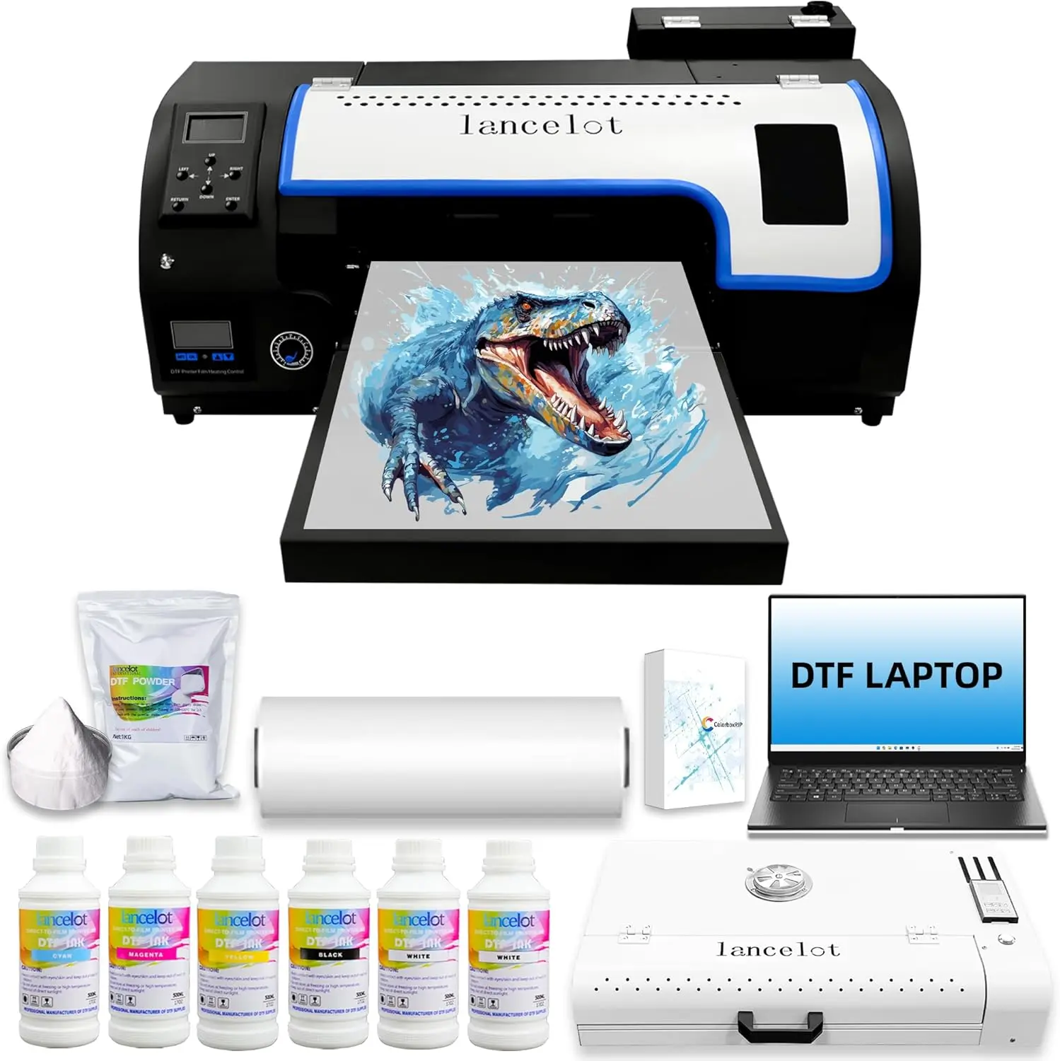 Lancelot M1630 PRO A3 DTF Portable Printer Bundle - Fabric Heat Transfer Prints, Push Button, Windows PC Laptop & Oven Included for High-Quality Printing