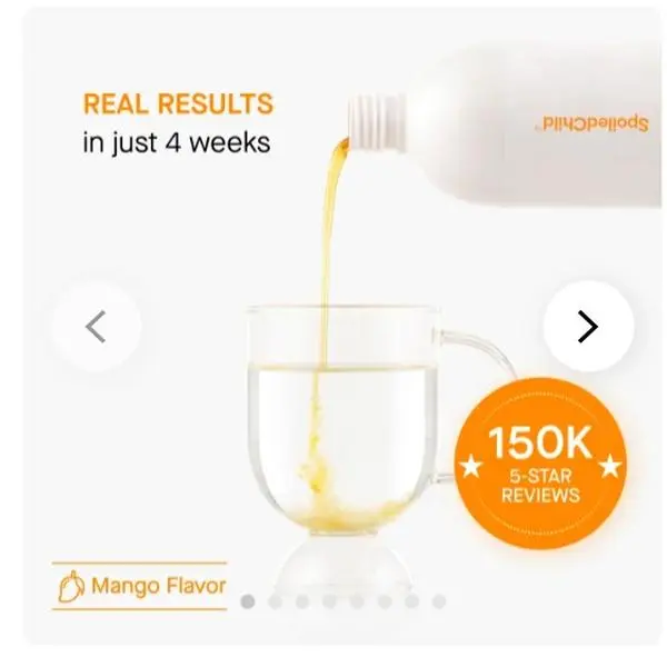 SpoiledChild Collagen Peptides + Vitamin C + Hyaluronic Acid Liquid Collagen Mango Flavor 400ml 13.5 FL oz