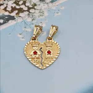 pendant heart KING QUEEN te amo Gold-plated NO CHAIN