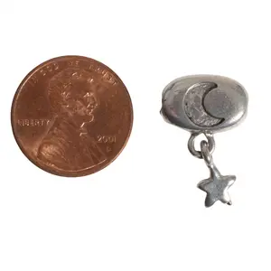 23mm x 14mm Oval Sun and Moon with Hanging Star Bead - Made of Pewter - Sold Individually - CBS577