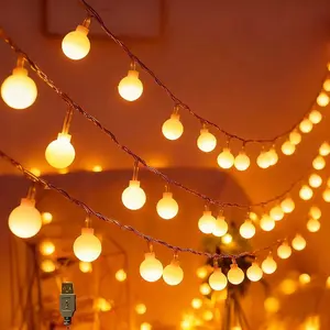 Globe String Lights Indoor 10m 80 LED Fairy Lights for Bedroom USB Powered Warm White Christmas String Lights for Indoor Outdoor Patio Party Garden Wedding Christmas Tree Decor