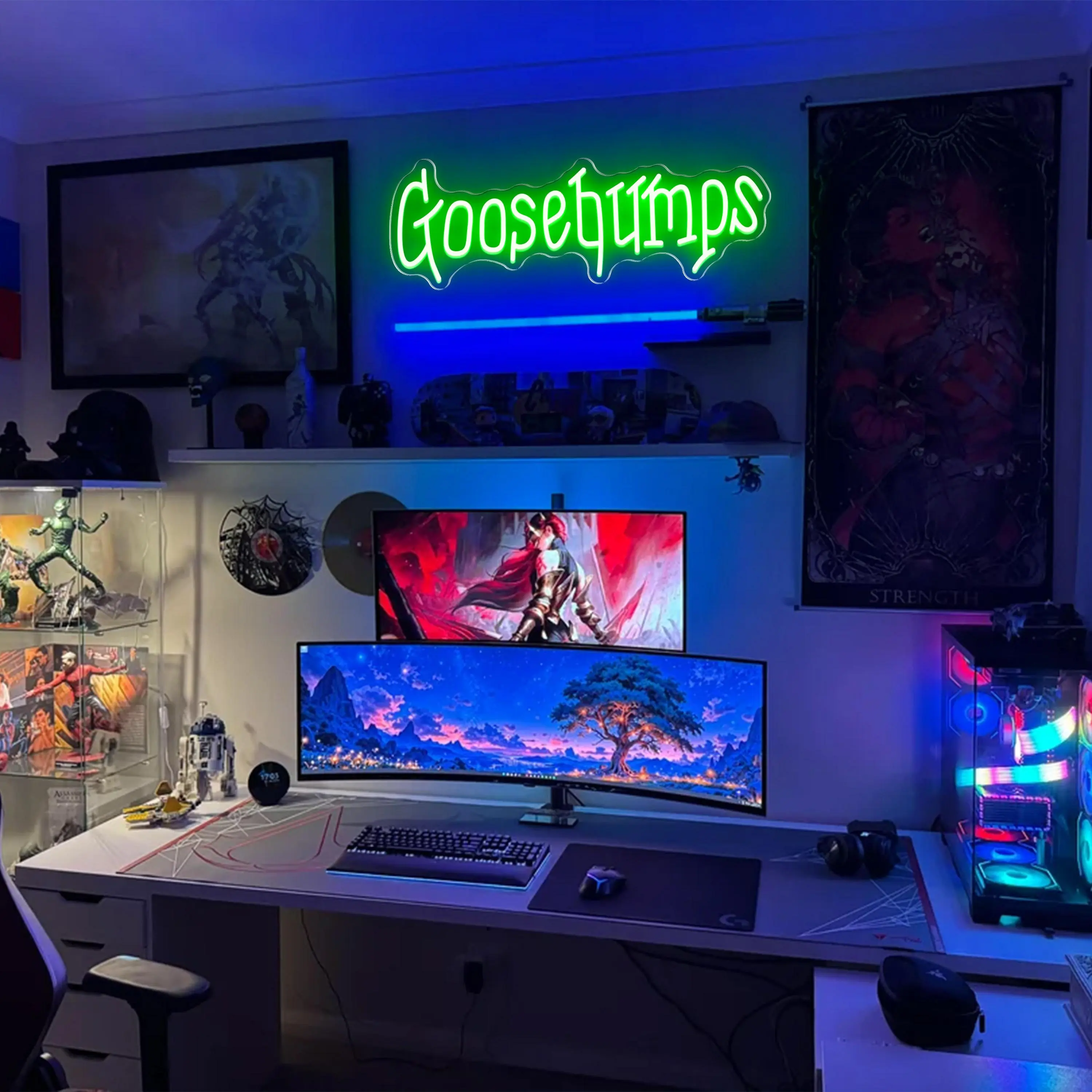 Goosebumps Neon Sign LED Neon Light for Movie Night Party Decor Horror Movies Room Neon Sign Scary Movies Sign Gothic Font Halloween Decoration