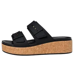 Crocs Brooklyn Cork Buckle Platform Sandals Black  211252-001 Women's