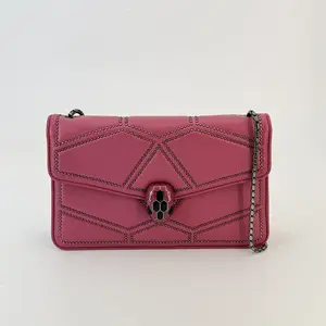 Pre-owned Bvlagri lambskin Crossbody Bags Bulgaria Pink Serpenti Flap Crossbody Bag