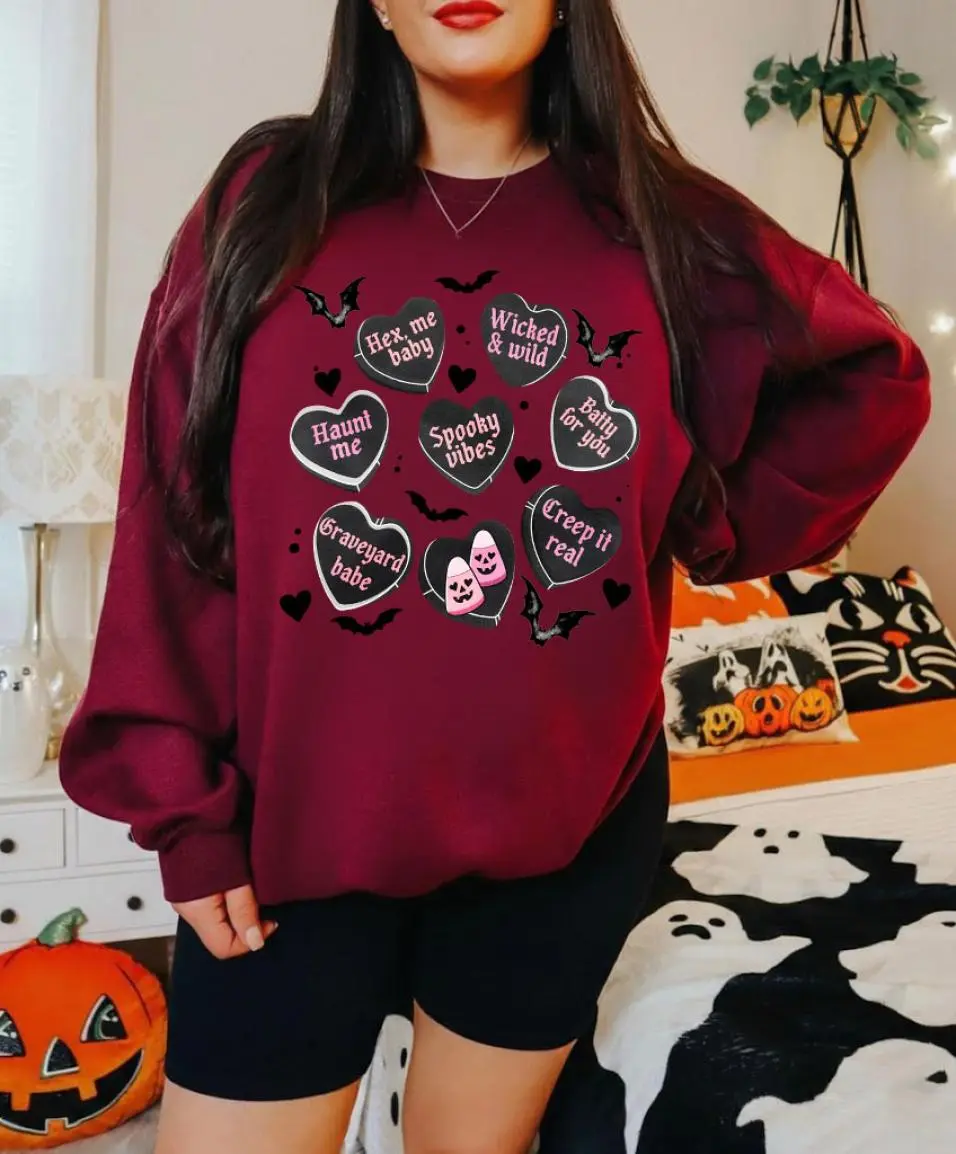 Spooky Valentines Day Be Creepy With Me Valloween Sweatshirt, Vampire Valentines, Valentines conversation heart shirt, Gift for