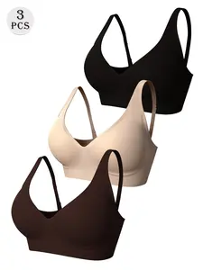 4-Pack Wireless Wire-Free Push Up Bra! 3D Chest Support with Removable Pads, Perfect for Daily Wear. Seamless & No Pinching, No Rolling Up, All-Day Comfort, Breathable & Non-Irritating!