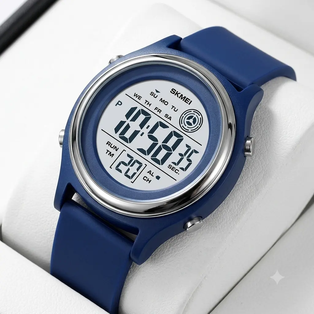 SKMEI Unisex Watch Compact Digital Sport Style with Soft Silicone Band, Dual Time, Stopwatch, Countdown Timer, Alarm, Date and Day, EL Backlight and 12/24H Format for Running, School and Daily Wear, Abs, Accessories For Women, Casual Fashion Wristwatch, W
