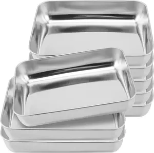 6 Pcs Stainless Steel Baking Sheet, 10.2 x 7.8 x 2 Inch Nonstick Baking Pan Oven Tray, Mirror Finish Baking Tray Cookie Sheet for Oven, Dishwasher Safe