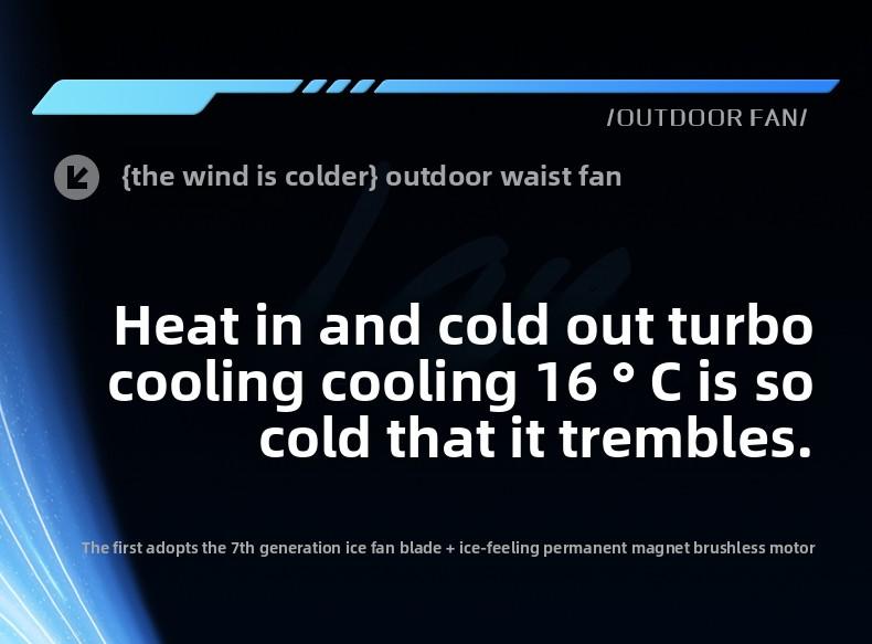 HOOYS Personal Waist Portable Rechargeable Fan, 6000mAh Battery Power bank, 5 Speeds 5300RPM Airflow, LED Light, Wearable Belt Fan for Outdoor, Jobsite, Farms, Traveling, Fishing