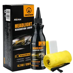 Headlight Restoration Liquid, 4.2oz/120g Concentrated Formula, Car Headlight Repair Kit with Sponge and Towel for Yellowing, Hazing, Scratches and Oxidation